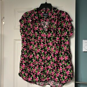 ModCloth Raspberry Print Summer Blouse